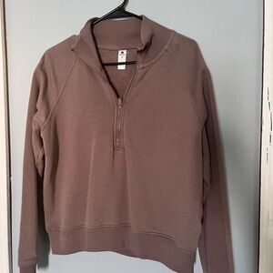 Casual Brown Half-Zip Pullover